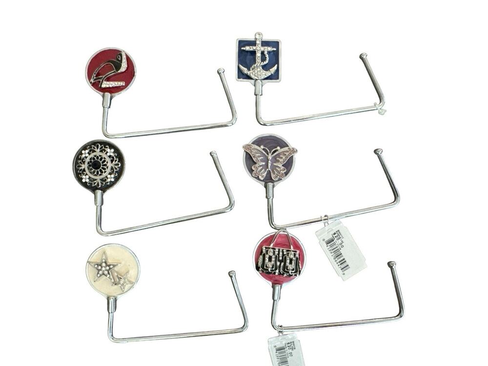SPRING STREET ASSORTED HANDBAG HOLDERS PURSE HOOKS SET OF 6 NEW